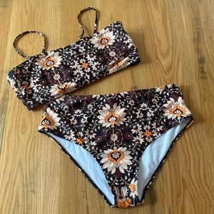 Black floral bikini